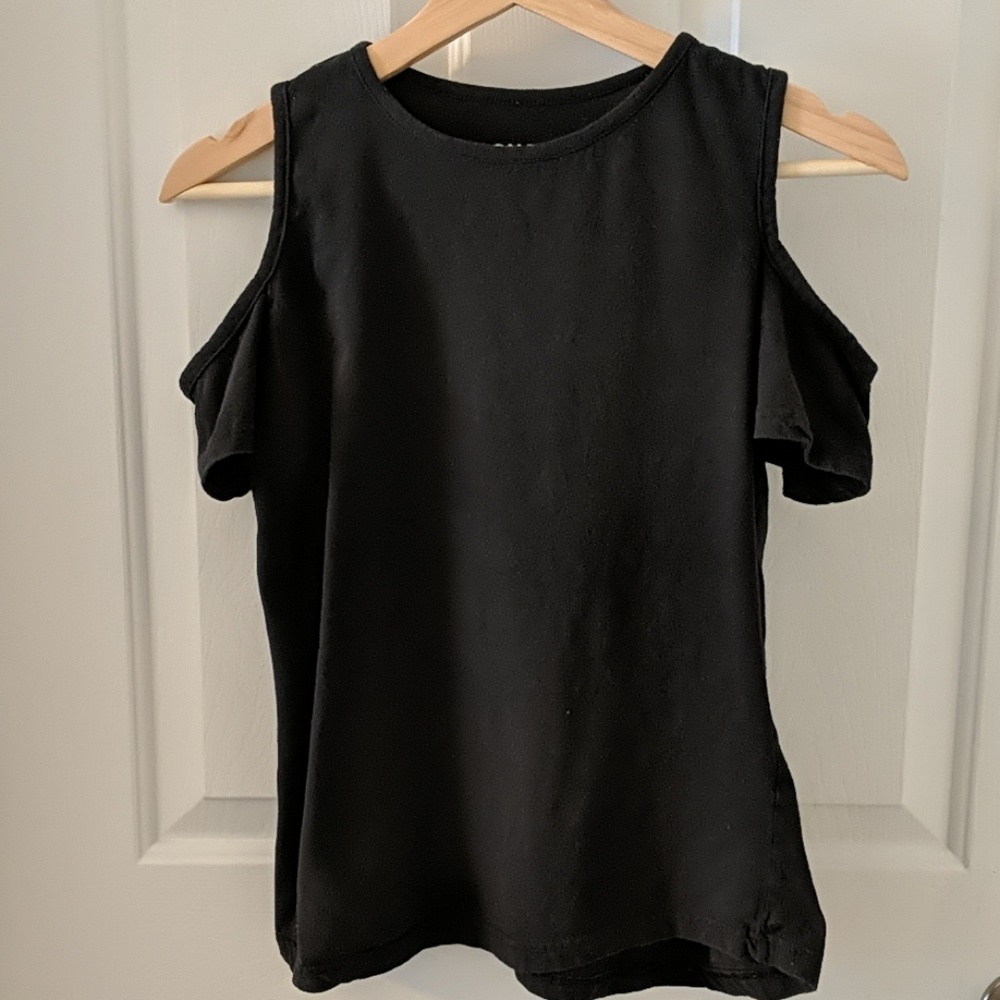 Black Short-Sleeve Cold Shoulder Top